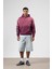 Oversize Baskılı Kapüşonlu Sweatshirt Bordo 1