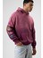 Oversize Baskılı Kapüşonlu Sweatshirt Bordo 3