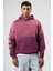 Oversize Baskılı Kapüşonlu Sweatshirt Bordo 4