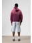 Oversize Baskılı Kapüşonlu Sweatshirt Bordo 6