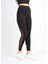 Siyah Polyester Paçası Tül Detaylı Yüksek Bel Tayt 1