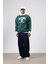 Çift Renk Baskılı Oversize Sweatshirt Nefti 1