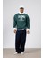 Çift Renk Baskılı Oversize Sweatshirt Nefti 2