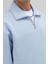 Oversize Fermuarlı Dik Yaka Sweatshirt Bebe Mavi 3