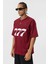 Oversize V Yaka Forma Tişört Bordo 4