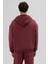 Basic Fermuarlı Oversize Kapüşonlu Sweatshirt Bordo 5