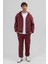 Basic Fermuarlı Oversize Kapüşonlu Sweatshirt Bordo 6