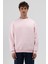 Basic Bisiklet Yaka Oversize Sweatshirt Pembe 4