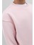 Basic Bisiklet Yaka Oversize Sweatshirt Pembe 6