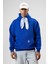 Oversize Fular Detaylı Kapüşonlu Sweatshirt Saks 2