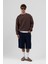 Basic Bisiklet Yaka Oversize Sweatshirt Kahve 1