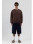 Basic Bisiklet Yaka Oversize Sweatshirt Kahve 2