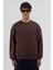 Basic Bisiklet Yaka Oversize Sweatshirt Kahve 3