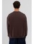 Basic Bisiklet Yaka Oversize Sweatshirt Kahve 6