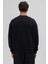 Basic Bisiklet Yaka Oversize Sweatshirt Siyah 6