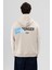 Oversize Arka Baskılı Sweatshirt Taş 2