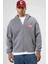 Oversize Fermuarlı Kapüşonlu Sweatshirt Füme 3