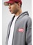 Oversize Fermuarlı Kapüşonlu Sweatshirt Füme 7