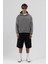 Basic Kapüşonlu Boxy Fit Sweatshirt Füme 2