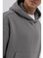 Basic Kapüşonlu Boxy Fit Sweatshirt Füme 5