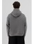 Basic Kapüşonlu Boxy Fit Sweatshirt Füme 6