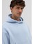 Basic Kapüşonlu Boxy Fit Sweatshirt Bebe Mavi 3