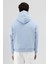 Basic Kapüşonlu Boxy Fit Sweatshirt Bebe Mavi 4