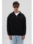 Basic Fermuarlı Dik Yaka Sweatshirt Siyah 1