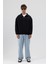 Basic Fermuarlı Dik Yaka Sweatshirt Siyah 6