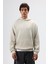Polo Yaka Oversize Baskılı Yıkamalı Sweatshirt Ekru 4