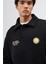 Polo Yaka Oversize Baskılı Yıkamalı Sweatshirt Siyah 5