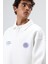 Polo Yaka Oversize Baskılı Yıkamalı Sweatshirt Ekru 7