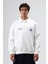 Polo Yaka Oversize Baskılı Yıkamalı Sweatshirt Ekru 8
