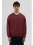 Basic Bisiklet Yaka Oversize Sweatshirt Bordo 3