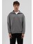 Basic Fermuarlı Dik Yaka Sweatshirt Füme 1