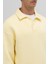 Basic Polo Yaka Sweatshirt Sarı 4