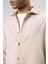 Dokulu Oversize Gömlek Ceket Bej 5
