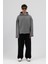Basic Oversize Dikişsiz Kapüşonlu Sweatshirt Füme 5
