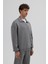 Oversize Fermuarlı Dik Yaka Sweatshirt Füme 4