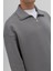Oversize Fermuarlı Dik Yaka Sweatshirt Füme 5