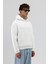 Basic Kapüşonlu Boxy Fit Sweatshirt Ekru 4