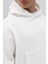 Basic Kapüşonlu Boxy Fit Sweatshirt Ekru 5