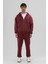 Basic Fermuarlı Oversize Kapüşonlu Sweatshirt Bordo 1