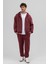 Basic Fermuarlı Oversize Kapüşonlu Sweatshirt Bordo 7