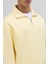 Oversize Fermuarlı Dik Yaka Sweatshirt Sarı 3