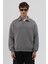 Basic Polo Yaka Sweatshirt Füme 4
