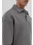 Basic Polo Yaka Sweatshirt Füme 5