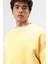 Basic Oversize Yıkamalı Sweatshirt Sarı 6