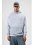 Oversize Yıkamalı Baskılı Kapüşonlu Sweatshirt Gri 4