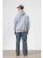 Oversize Yıkamalı Baskılı Kapüşonlu Sweatshirt Gri 7